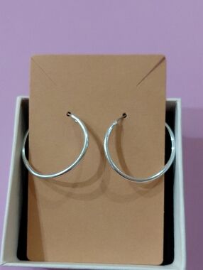 Vintage No Boundries Metal Silver Colored  Hoop Earrings